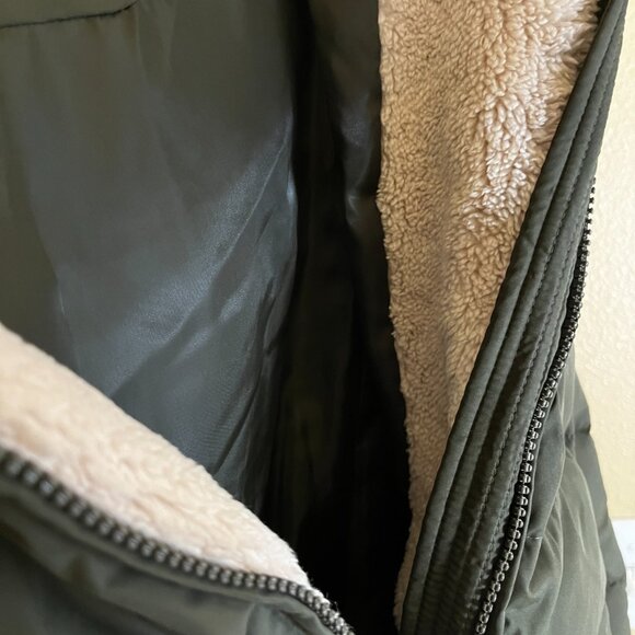 NWT Ralph Lauren women's Faux-Fur-Trim Hooded Down Puffer Coat - Olive Size PL - Picture 12 of 14